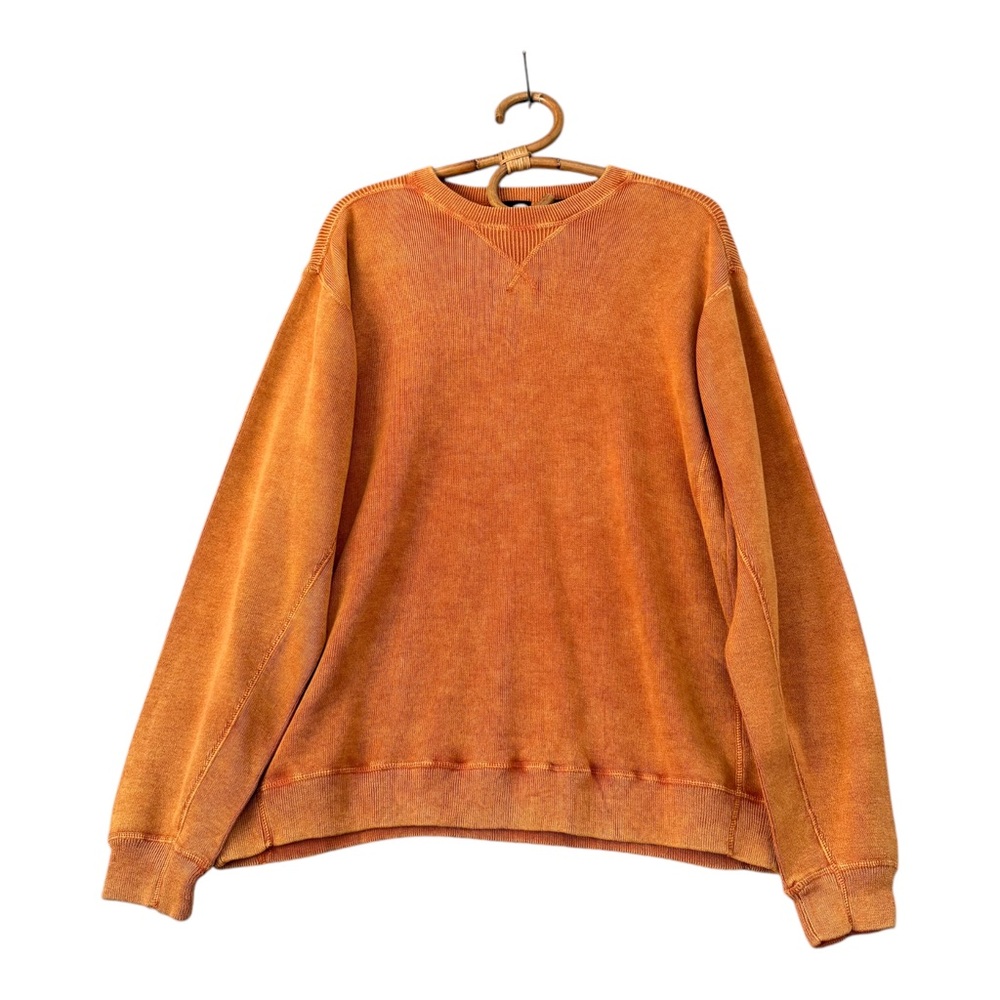Vintage | Cotton Reel | Acid Wash Orange Ribbed Cotton Knit Sweater Size‎ L
